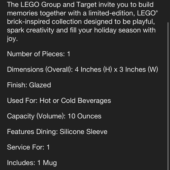 10oz Ceramic Tumbler Mug with Silicone Sleeve Blue - LEGO® Collection x Target - Picture 3 of 3
